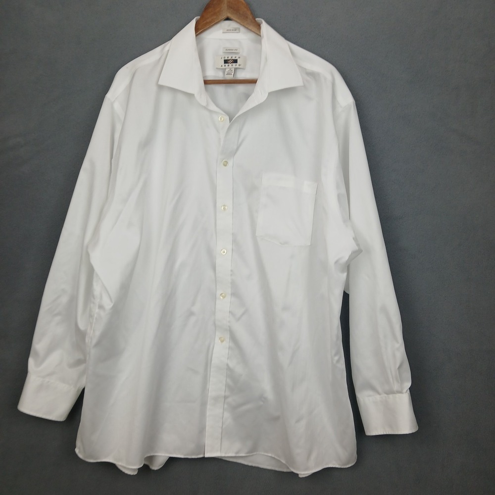 Joseph Abboud Dress Shirt Mens 19 White Cotton Classic Fit Non Iron Business